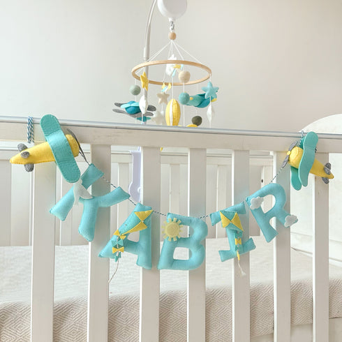 Flying High - Airplane Cot Mobile & Bunting/Garland Set