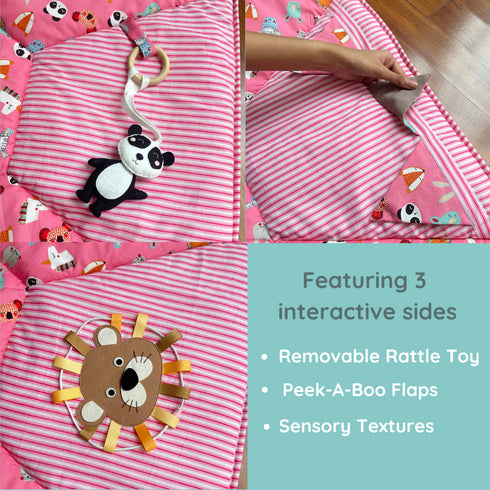 Pink Animal Adventures Play Gym & Sensory Mat Set