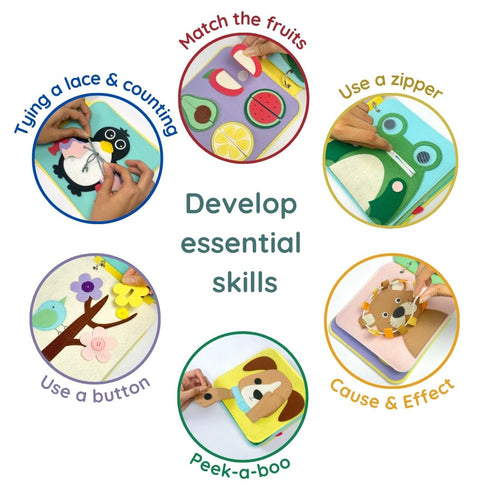 Montessori Sensory Quiet Book- Animals & Fruits