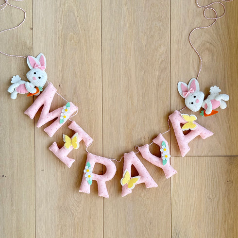 Pink Bunny Embellished Name Bunting/Garland