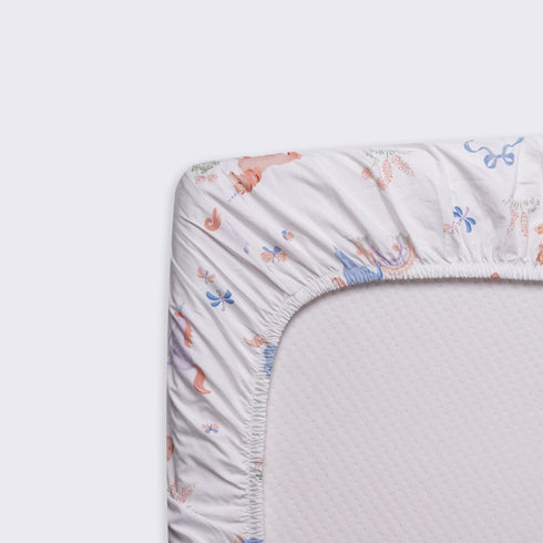 Fitted Cotton Crib Sheet - Unicorn Bows