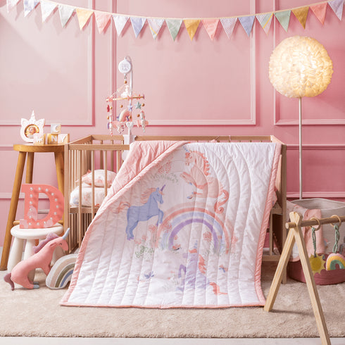 Organic Cotton Quilt - Unicorn Bows
