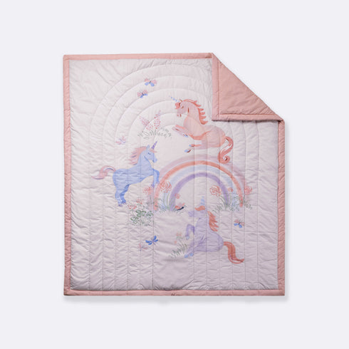 Organic Cotton Quilt - Unicorn Bows