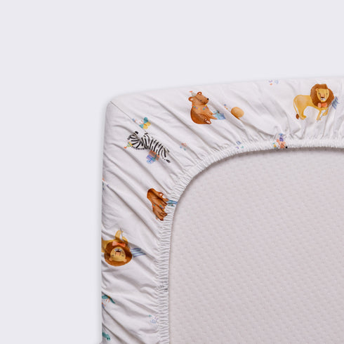 Fitted Cotton Crib Sheet - Party Animals