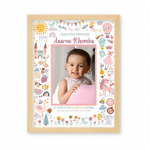 Baby Girl Birth Detail Frame - All Things Pink