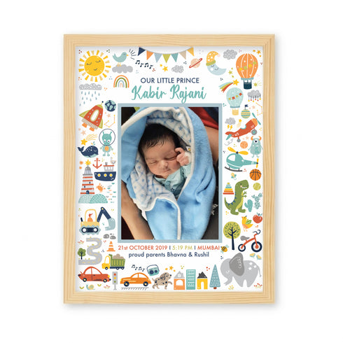 Baby Boy Birth Detail Frame - All Things Blue