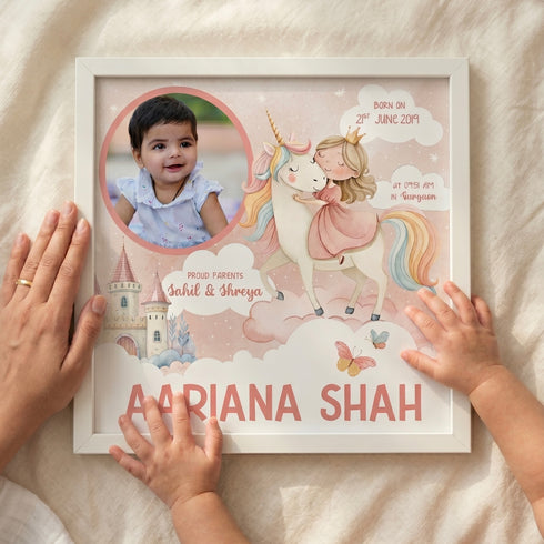 Baby Birth Detail Frame - Unicorn Dreams