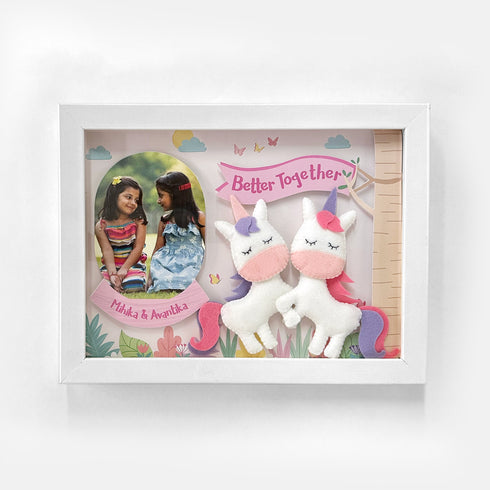 Better Together Siblings Shadow Box Frame - Unicorns