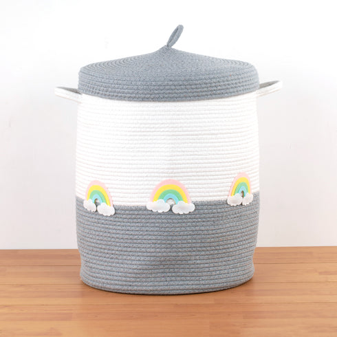 Rainbow - Grey Rope Basket With Lid