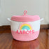 Rainbows & Daisies - Pink Rope Basket with Lid