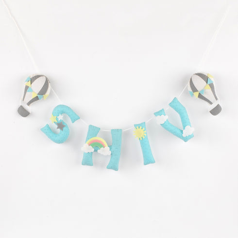 Blue Hot Air Balloon Embellished Name Bunting/Garland