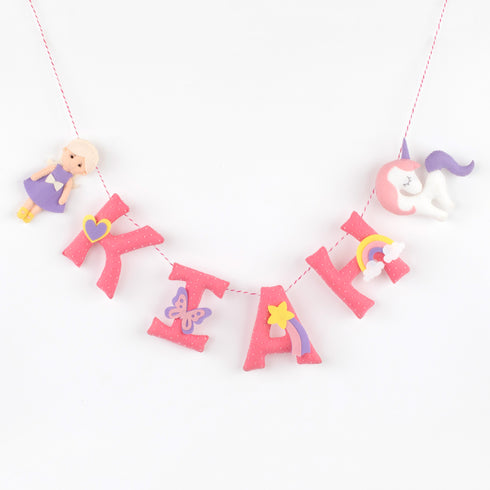 Unicorn & Doll Embellished Name Bunting/Garland
