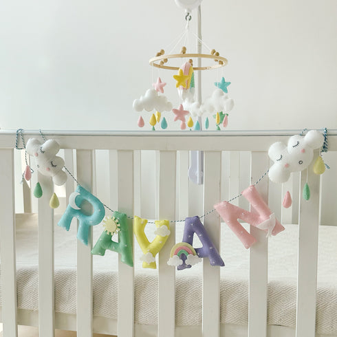 Rainbow Skies Cot Mobile & Bunting/Garland Set