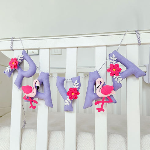 Personalised Floral Flamingoes Name Bunting/Garland