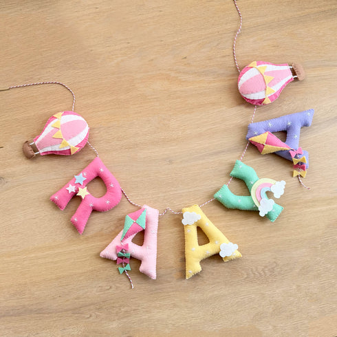 Bright Skies - Hot Air Balloon Name Bunting/Garland (Pink)