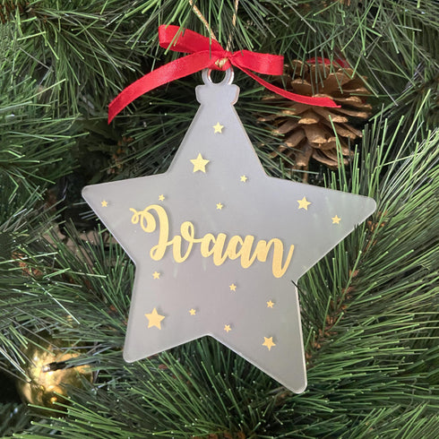 Personalised Star Shaped Frosted Christmas Ornament