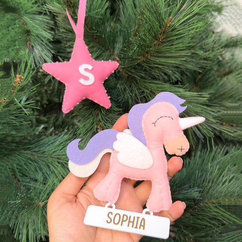 Little Unicorn - Set of 2 Felt Ornaments