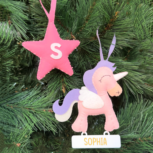 Little Unicorn - Set of 2 Felt Ornaments