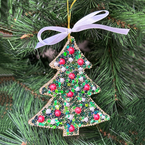 Glitter Embellished Ornament- Christmas Tree