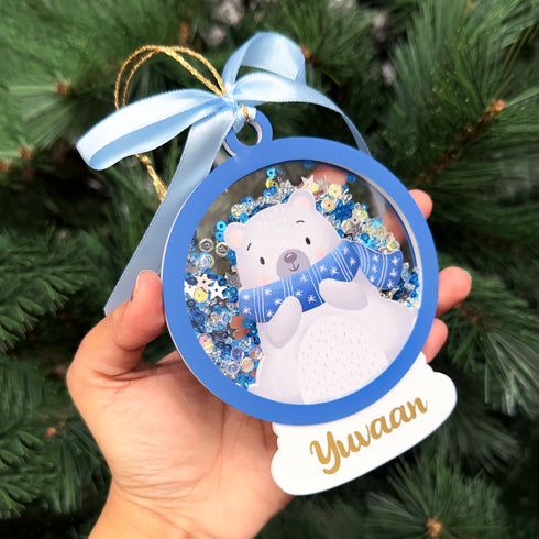 Sparkly Snow Globe Ornament- Polar Bear
