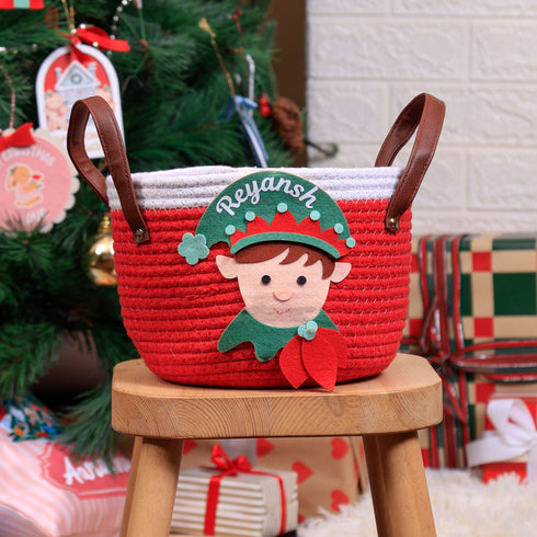 Red Cotton Rope Basket- Elf