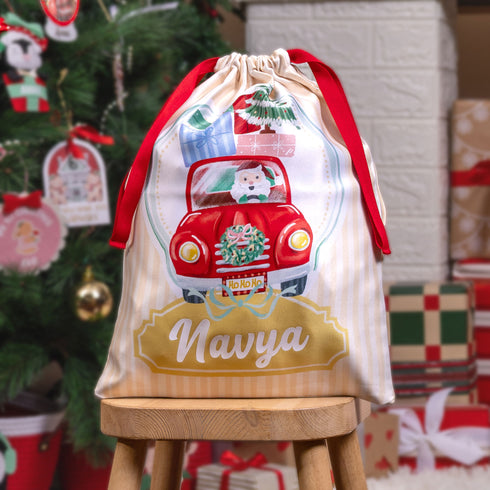 Santa's Car-Personalised Christmas Sack
