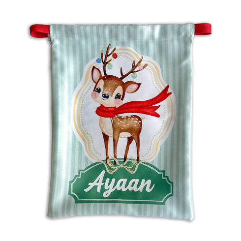 Festive Reindeer - Personalised Christmas Sack