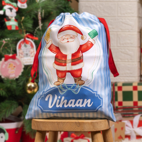 Festive Santa - Personalised Christmas Sack