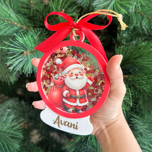 Sparkly Snow Globe Ornament - Santa Claus