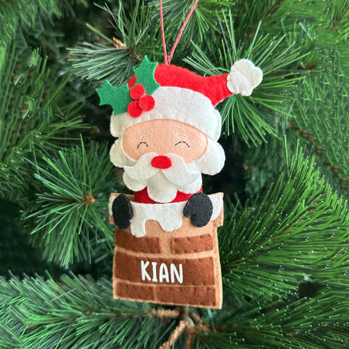 Santa in a Chimney-Felt Ornament