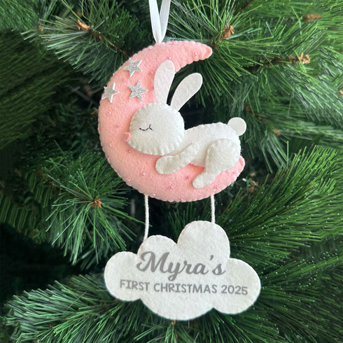 Baby's First Christmas - Felt Ornament - Pink