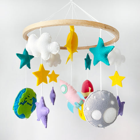 Solar System Baby Cot Mobile & Name Bunting/Garland Set