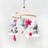 Elephant Clouds & Stars Cot Mobile - Pink