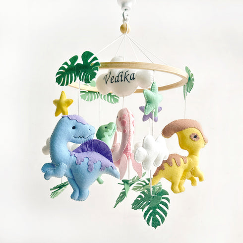 Personalised Dinosaur Cot Mobile & Bunting/Garland Set