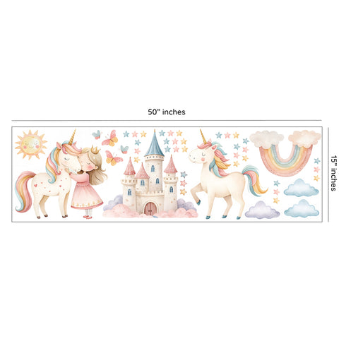 Unicorn & Princess - Removeable Wall Decal Sticker