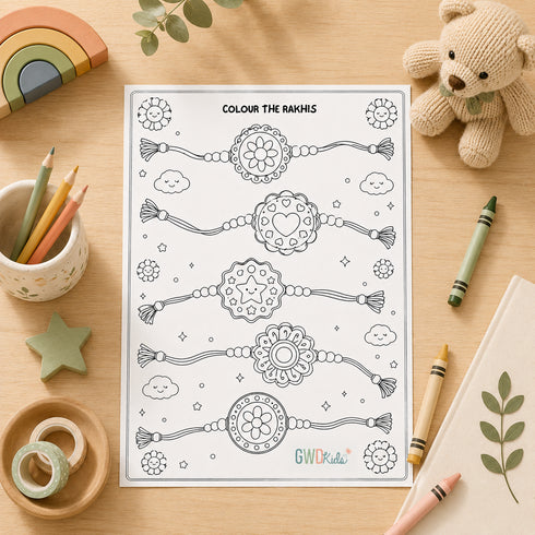 Colour the Rakhis - Activity Sheet