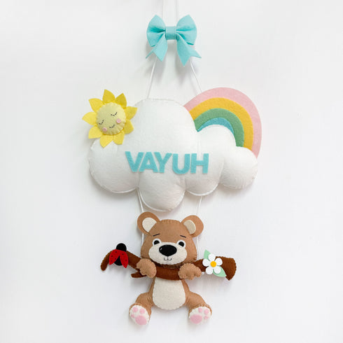 Teddy on a Branch- Personalised Wall Hanging