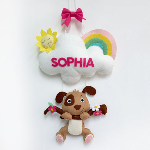 Dog on a Branch- Personalised Wall Hanging