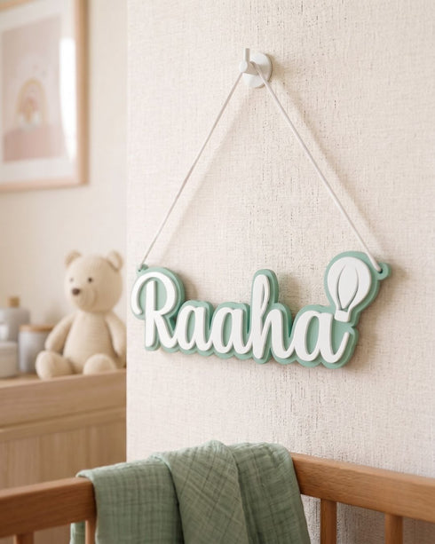 Personalised 3D Acrylic Name Plate - Hot Air Balloon