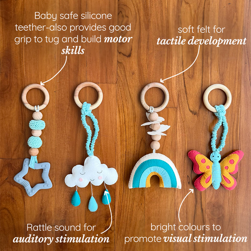 Blue Butterflies - Baby Play Gym Hanging Toys Set