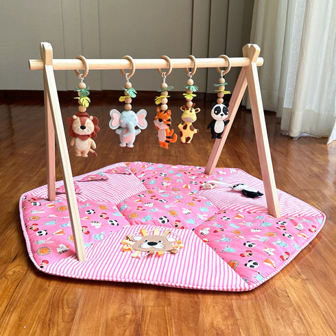 Pink Animal Adventures Play Gym & Sensory Mat Set