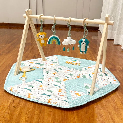 Teal Dogs Sensory Cotton Playmat