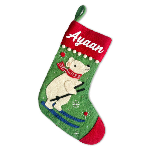 Skiing Polar Bear - Personalised Stocking