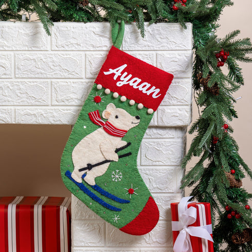 Skiing Polar Bear - Personalised Stocking