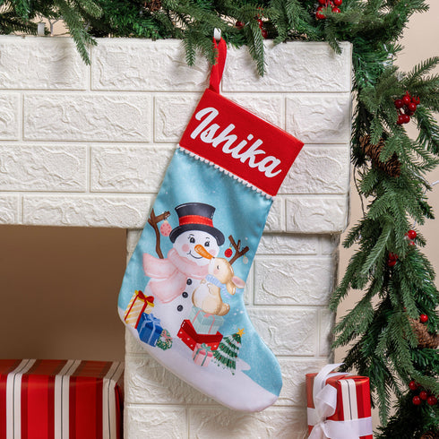Snowman & Bunny - Christmas Stocking