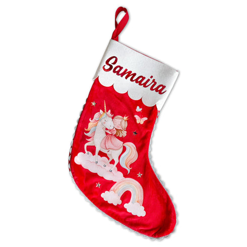 Personalised Velvet Stocking - Unicorn