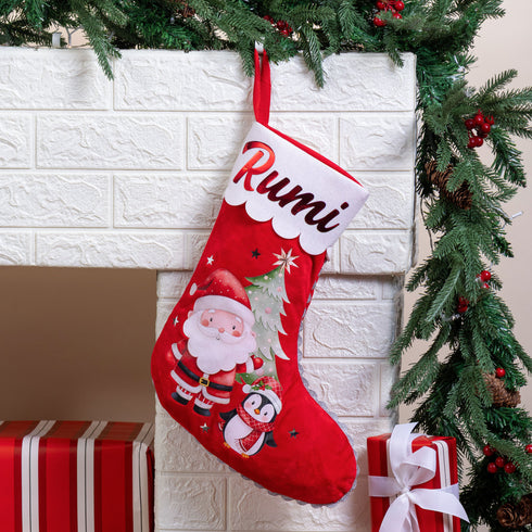 Personalised Velvet Stocking - Santa