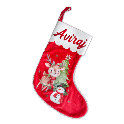 Personalised Velvet Stocking - Reindeer