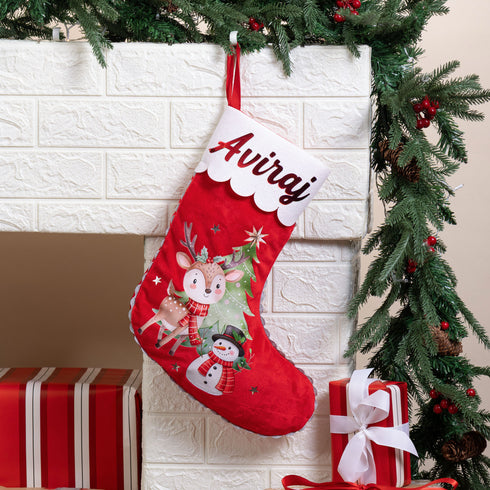 Personalised Velvet Stocking - Reindeer
