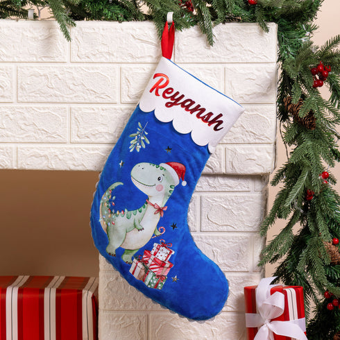 Personalised Velvet Stocking - Dino